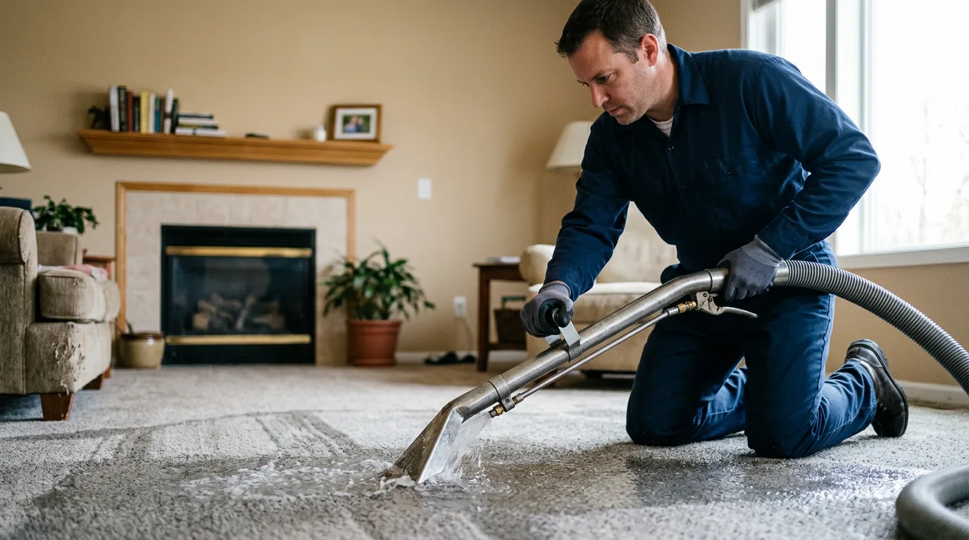 Water damage restoration technician working near Blue River, OR